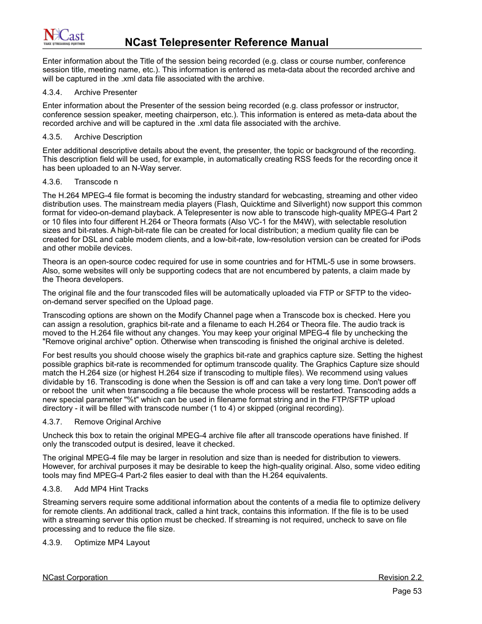 Ncast telepresenter reference manual | NCast Telepresenter M4 User Manual | Page 53 / 107