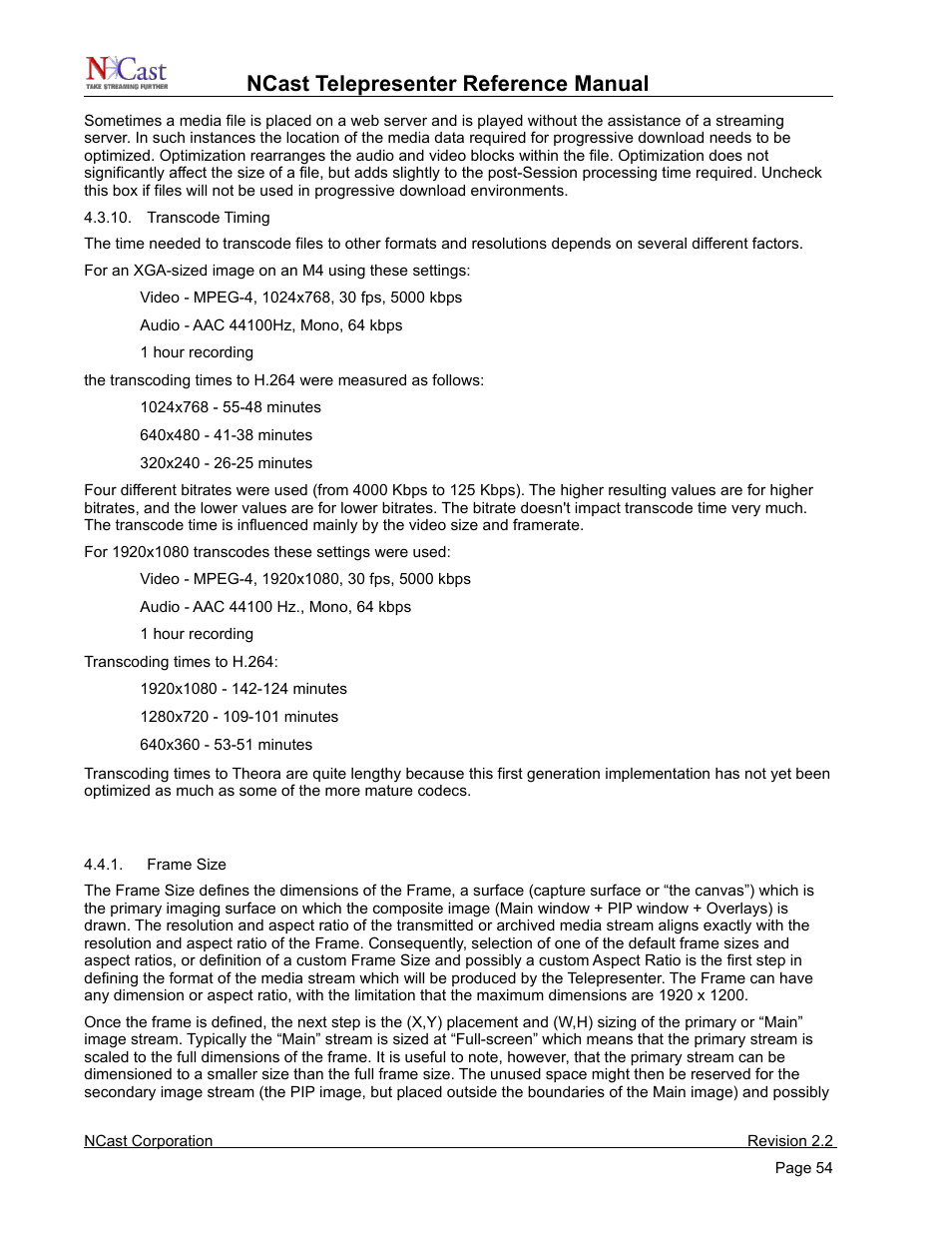 Channel settings - layout, Ncast telepresenter reference manual | NCast Telepresenter M4 User Manual | Page 54 / 107