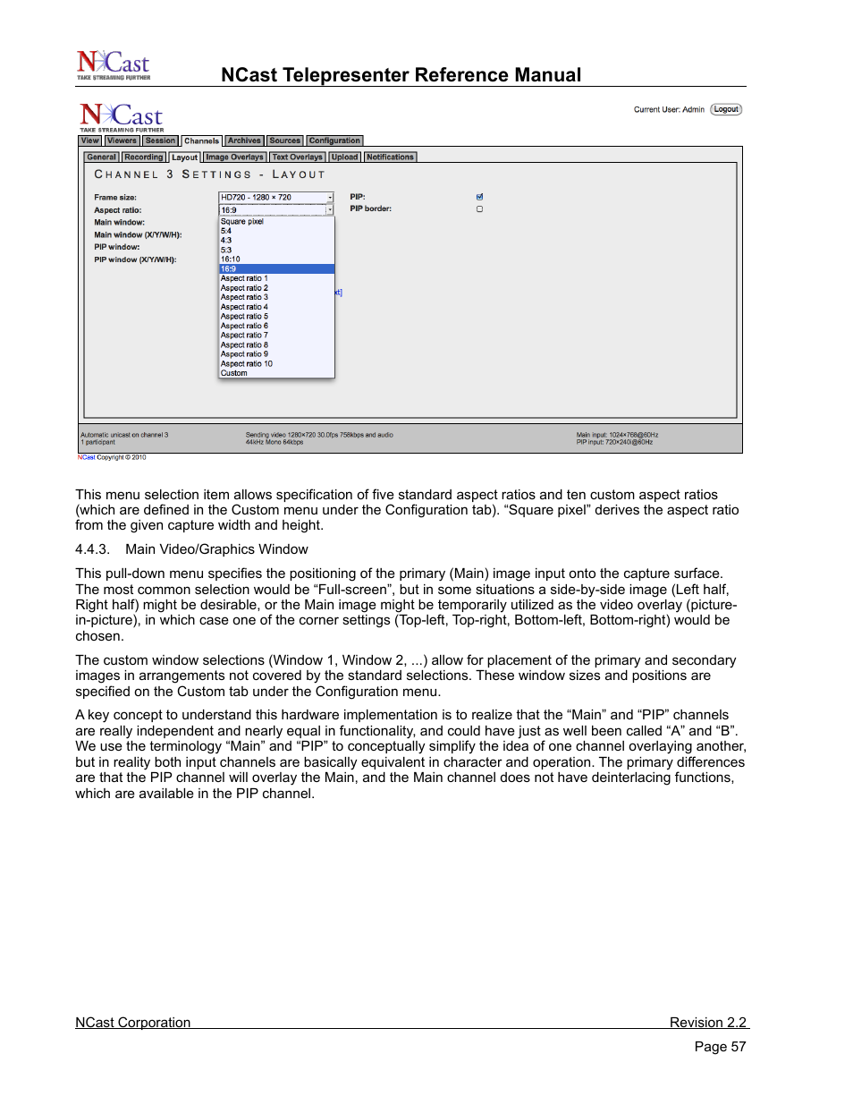 Ncast telepresenter reference manual | NCast Telepresenter M4 User Manual | Page 57 / 107