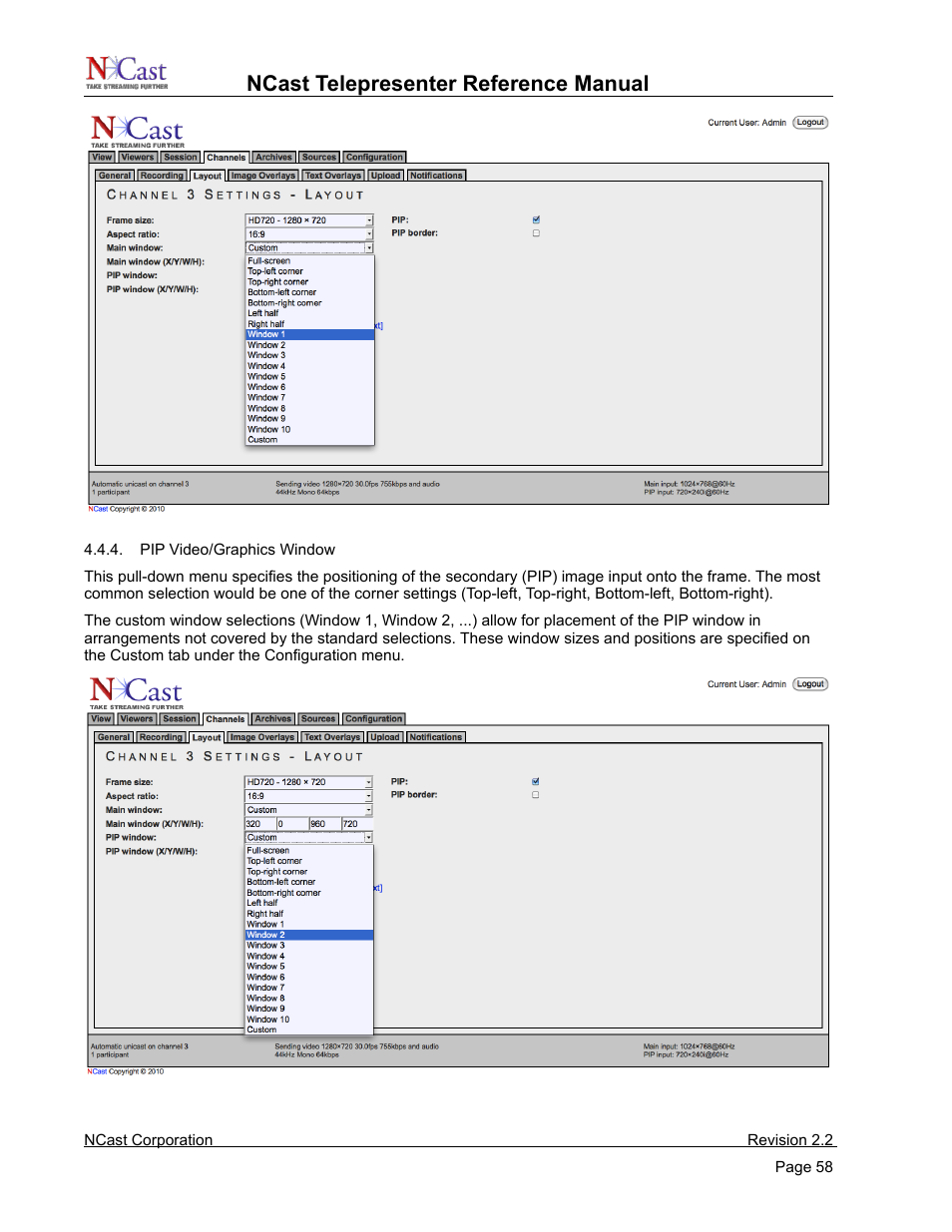 Ncast telepresenter reference manual | NCast Telepresenter M4 User Manual | Page 58 / 107