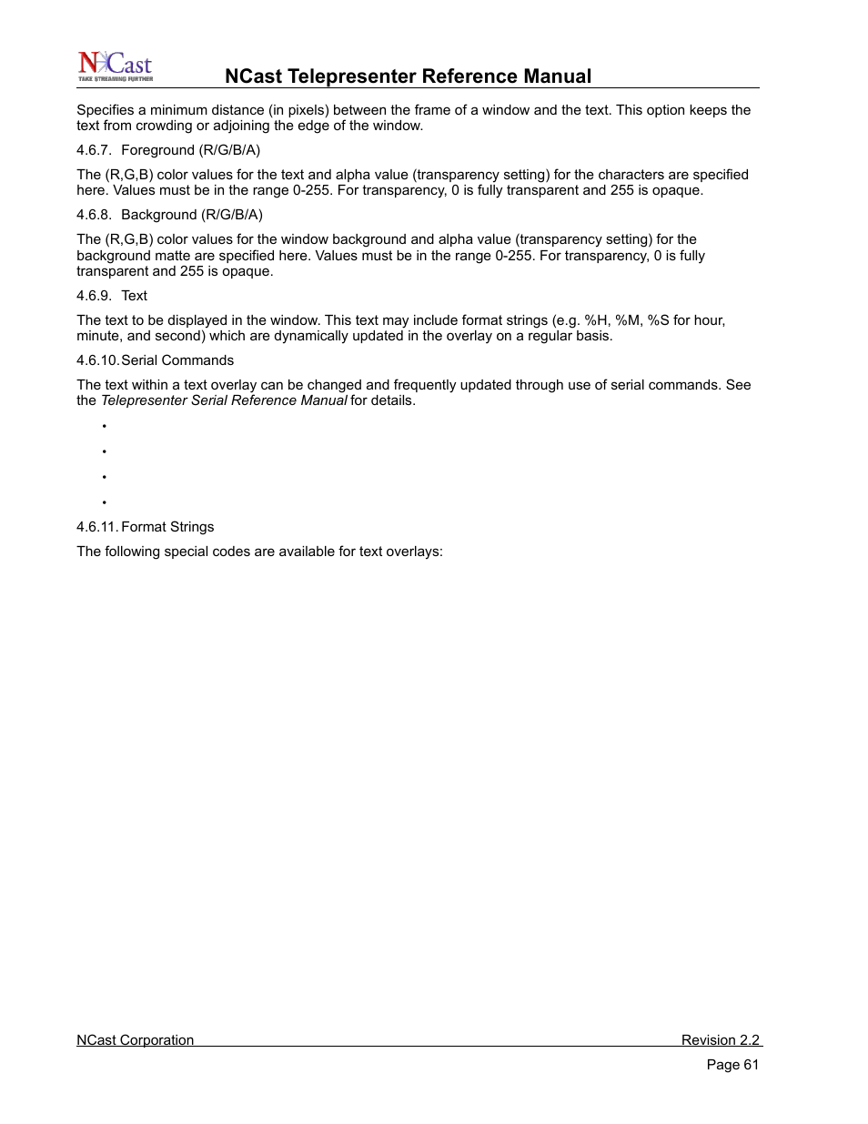 Ncast telepresenter reference manual | NCast Telepresenter M4 User Manual | Page 61 / 107
