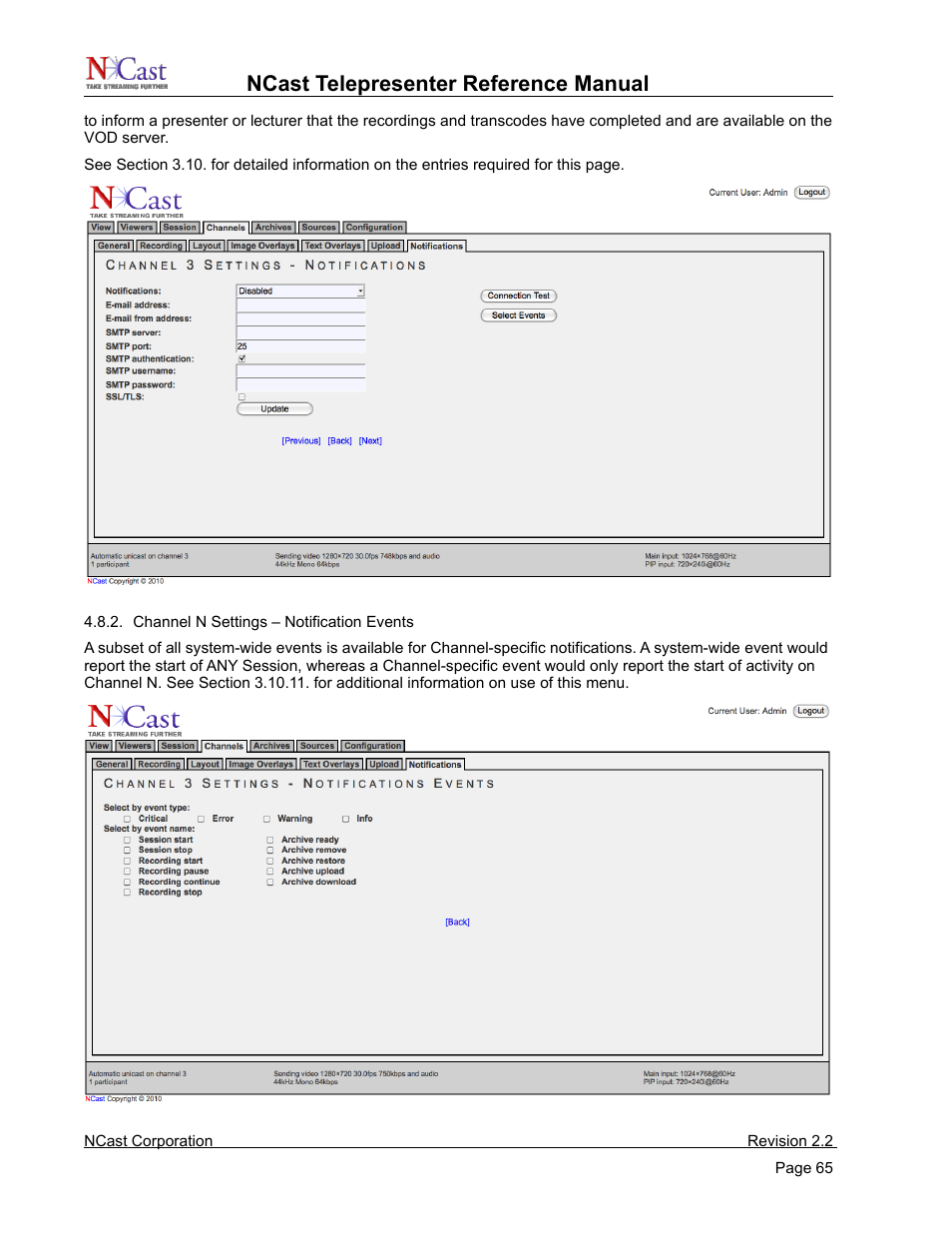 Ncast telepresenter reference manual | NCast Telepresenter M4 User Manual | Page 65 / 107