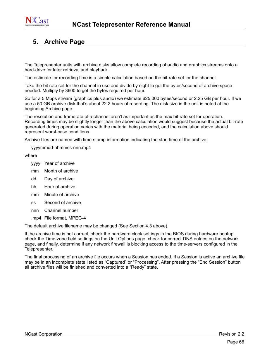 Archive settings | NCast Telepresenter M4 User Manual | Page 66 / 107