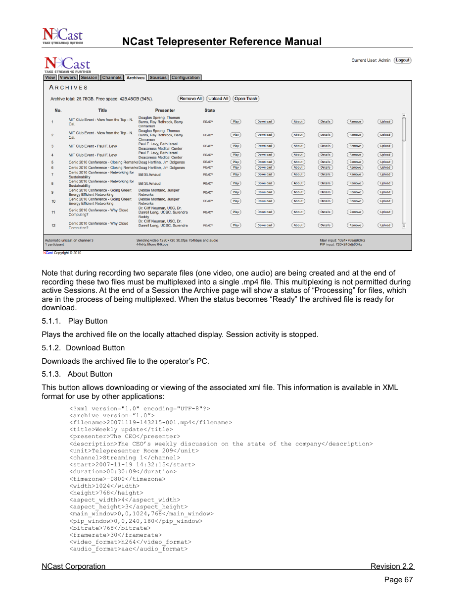 Ncast telepresenter reference manual | NCast Telepresenter M4 User Manual | Page 67 / 107