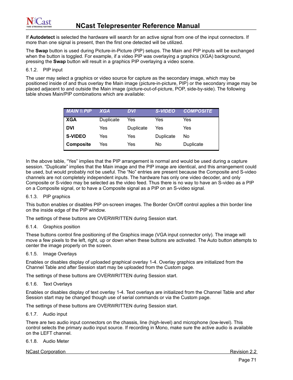 Ncast telepresenter reference manual | NCast Telepresenter M4 User Manual | Page 71 / 107