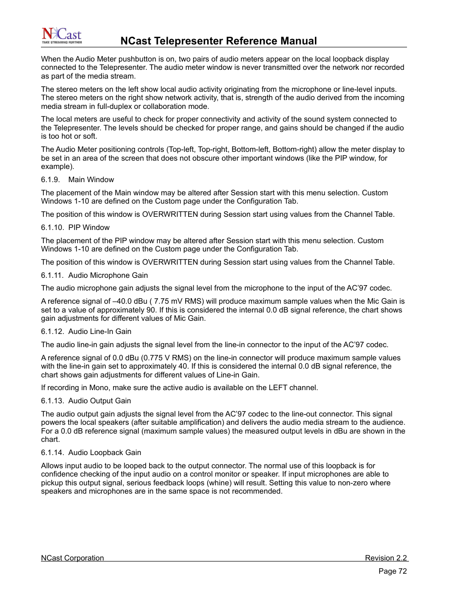 Ncast telepresenter reference manual | NCast Telepresenter M4 User Manual | Page 72 / 107