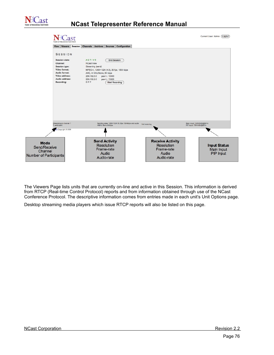 Ncast telepresenter reference manual | NCast Telepresenter M4 User Manual | Page 76 / 107