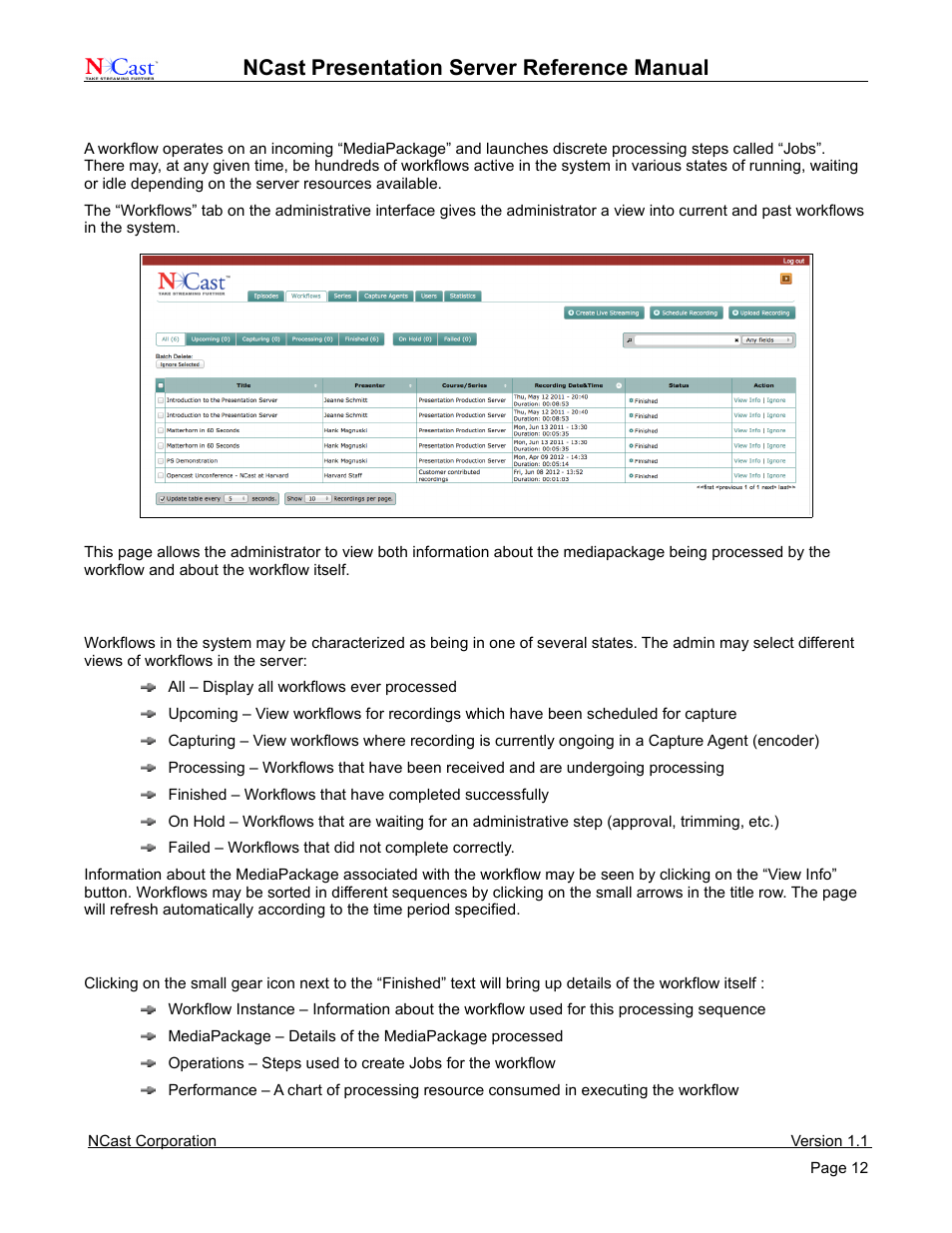 Ncast, Presentation server reference manual | NCast Presentation Server User Manual | Page 12 / 41