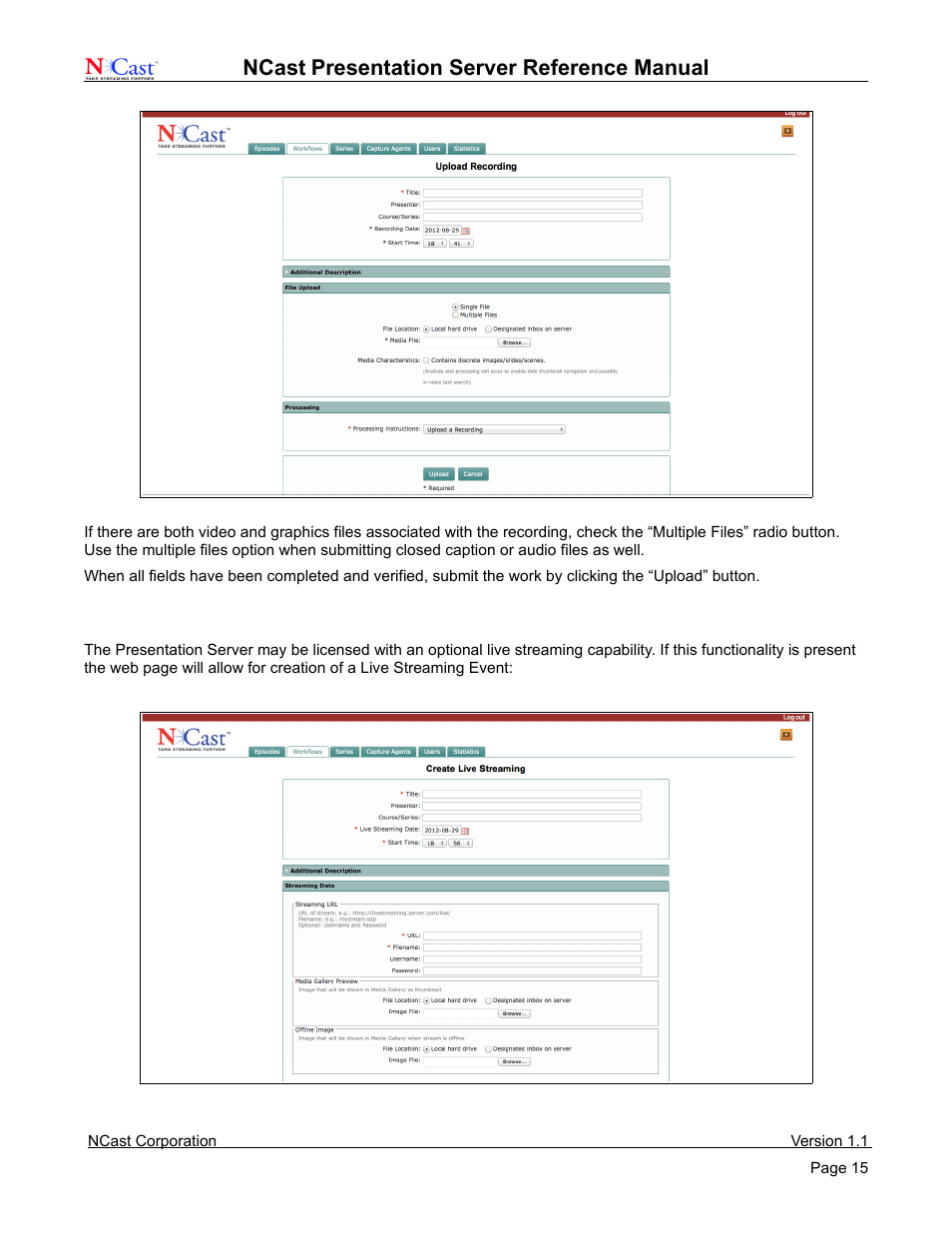 Ncast, Presentation server reference manual | NCast Presentation Server User Manual | Page 15 / 41