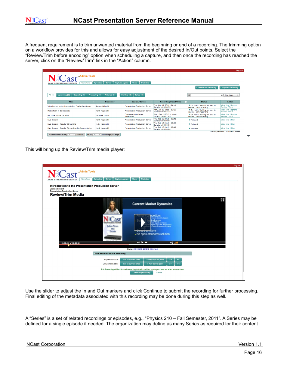 Ncast, Presentation server reference manual | NCast Presentation Server User Manual | Page 16 / 41