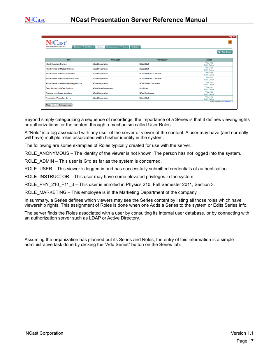 Ncast, Presentation server reference manual | NCast Presentation Server User Manual | Page 17 / 41