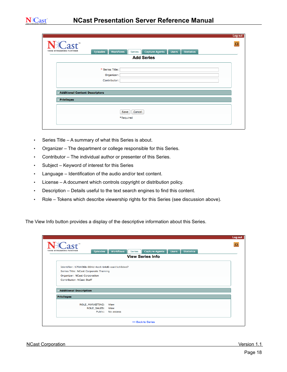 Ncast, Presentation server reference manual | NCast Presentation Server User Manual | Page 18 / 41