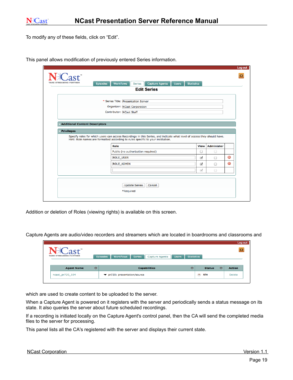 Ncast, Presentation server reference manual | NCast Presentation Server User Manual | Page 19 / 41