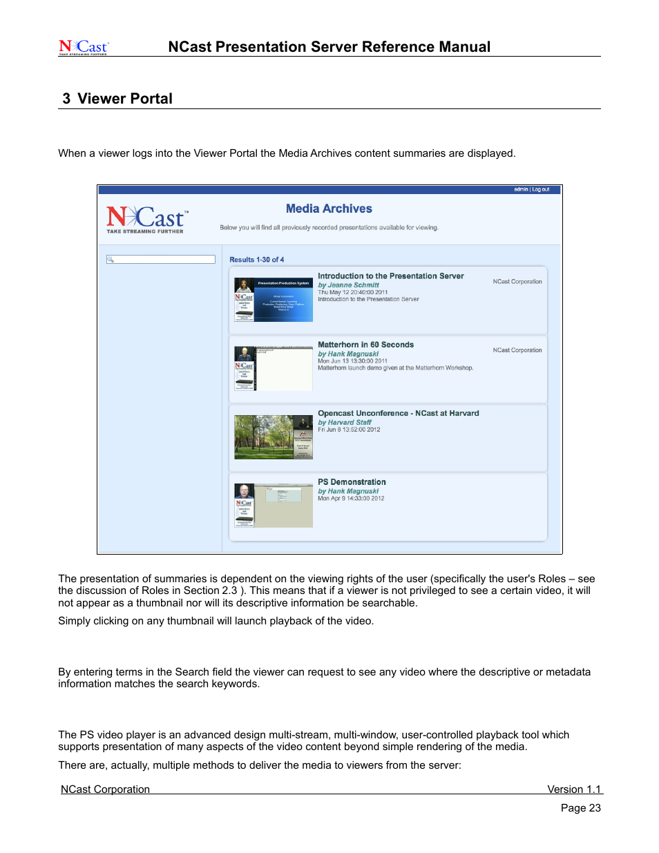 Ncast | NCast Presentation Server User Manual | Page 23 / 41