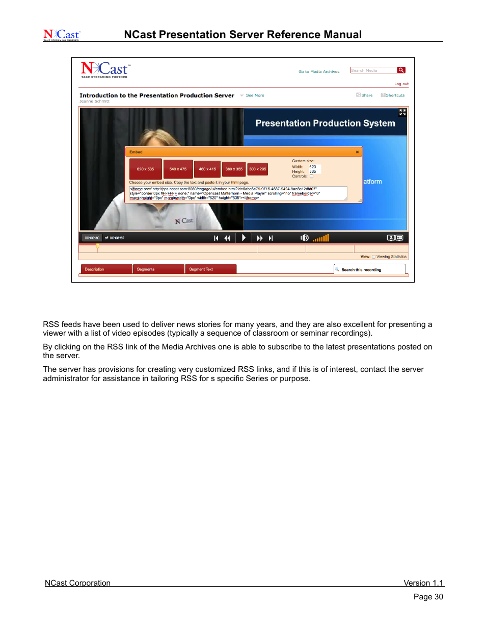 Ncast, Presentation server reference manual | NCast Presentation Server User Manual | Page 30 / 41