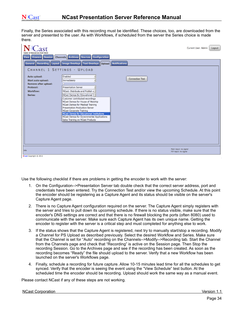 Ncast, Presentation server reference manual | NCast Presentation Server User Manual | Page 34 / 41