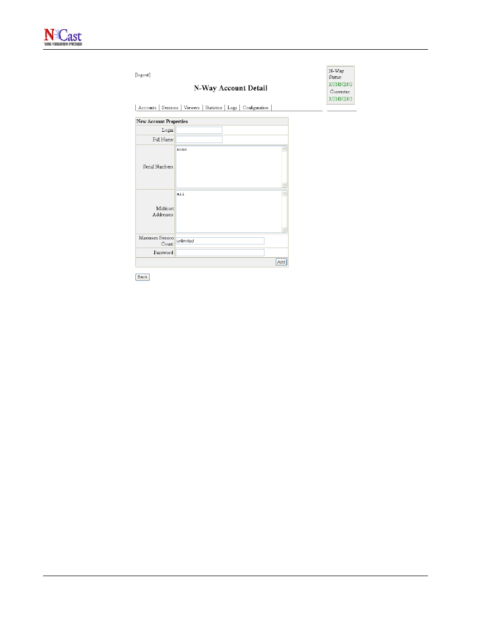 Ncast n-way reference manual | NCast N-Way Server User Manual | Page 15 / 40