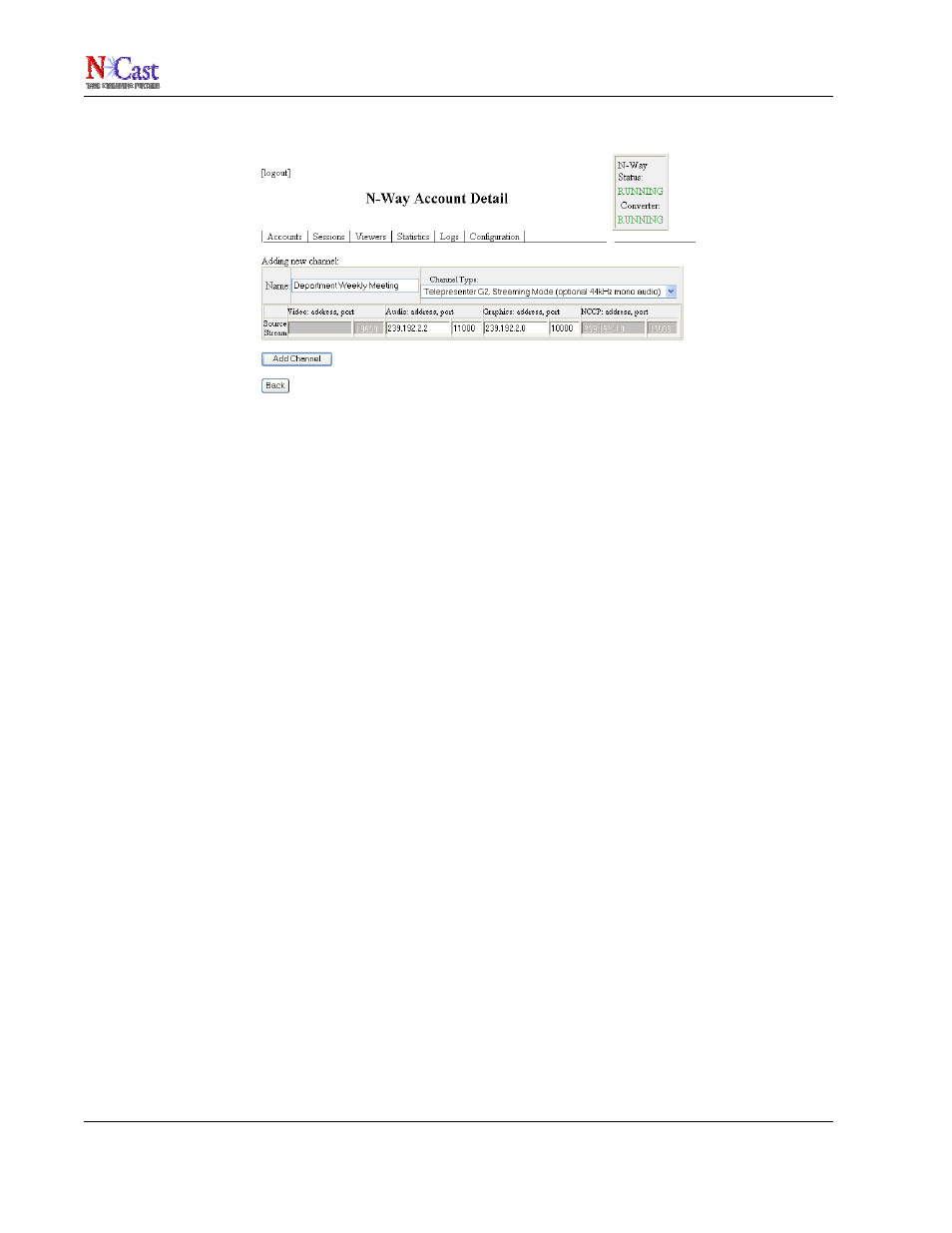 Ncast n-way reference manual | NCast N-Way Server User Manual | Page 17 / 40