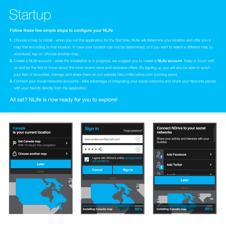 Startup | NDrive NLife User Manual | Page 3 / 12