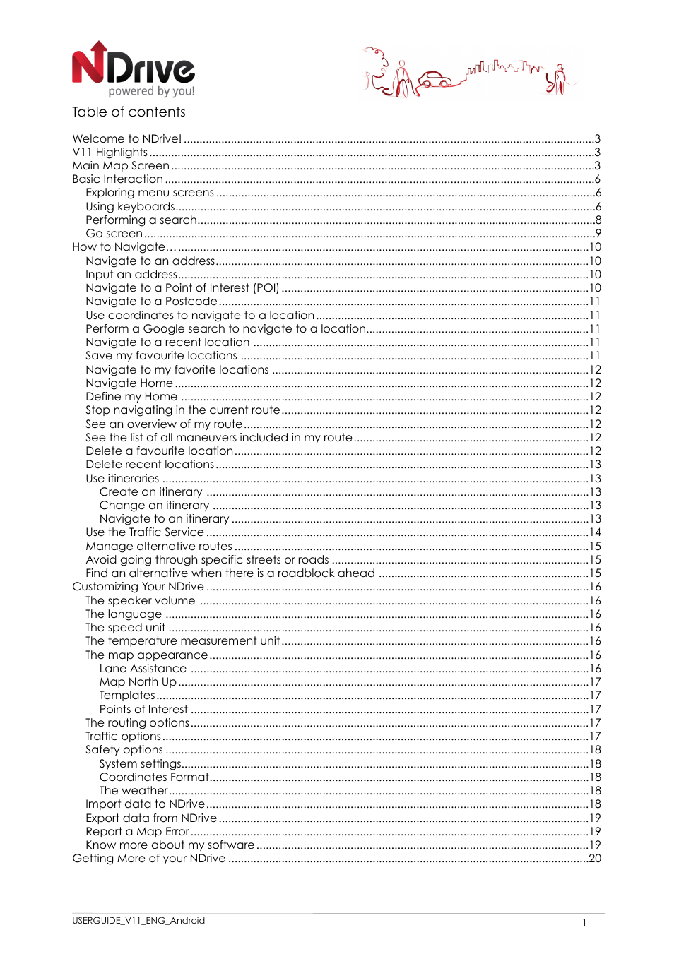 NDrive 11 for android User Manual | Page 2 / 33