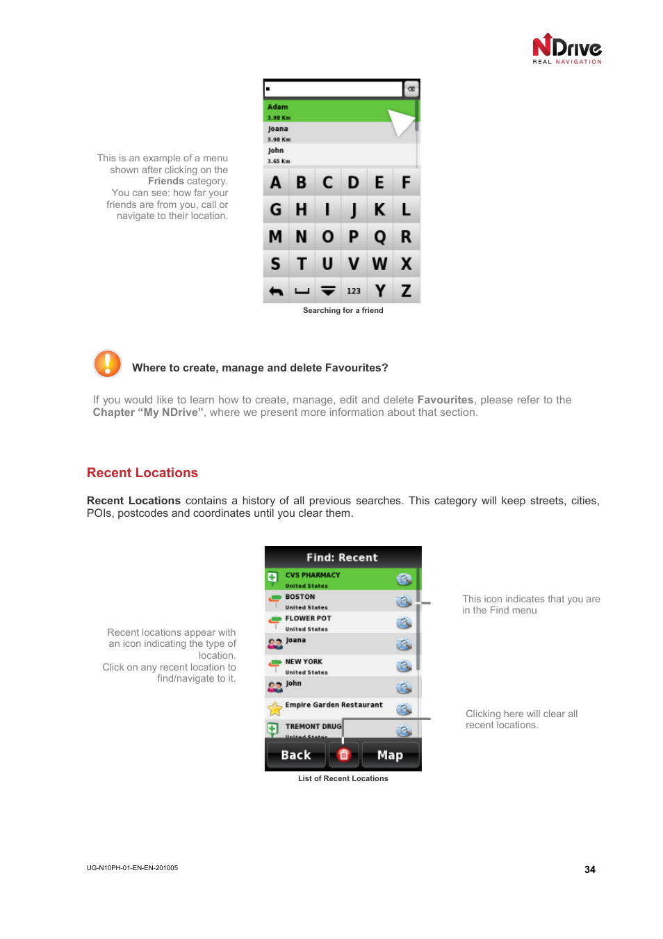 Recent locations | NDrive 10 for phones User Manual | Page 35 / 67