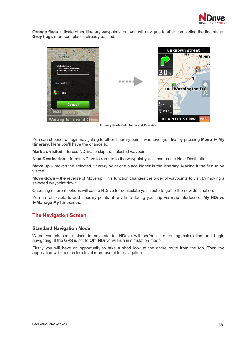 The navigation screen | NDrive 10 for phones User Manual | Page 39 / 67