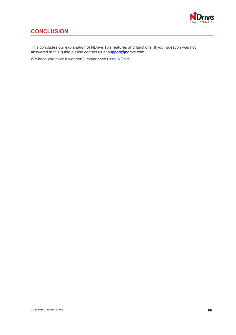 Conclusion | NDrive 10 for phones User Manual | Page 67 / 67
