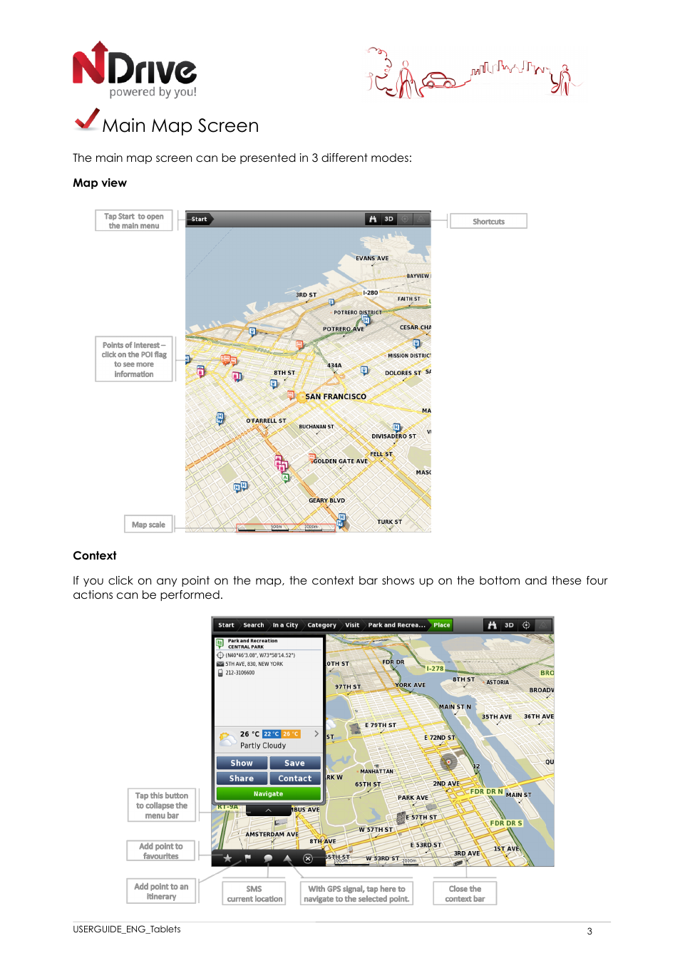Main map screen | NDrive 11 for tablets User Manual | Page 4 / 16