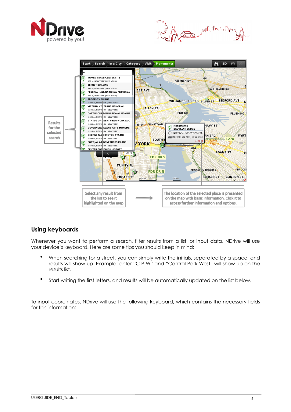 Using keyboards | NDrive 11 for tablets User Manual | Page 7 / 16