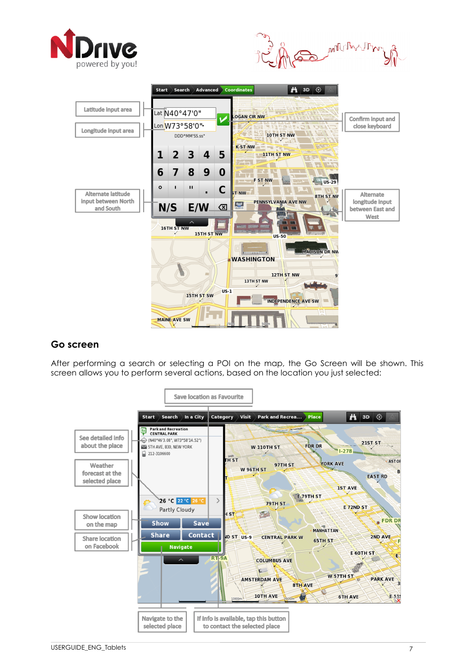 Go screen | NDrive 11 for tablets User Manual | Page 8 / 16