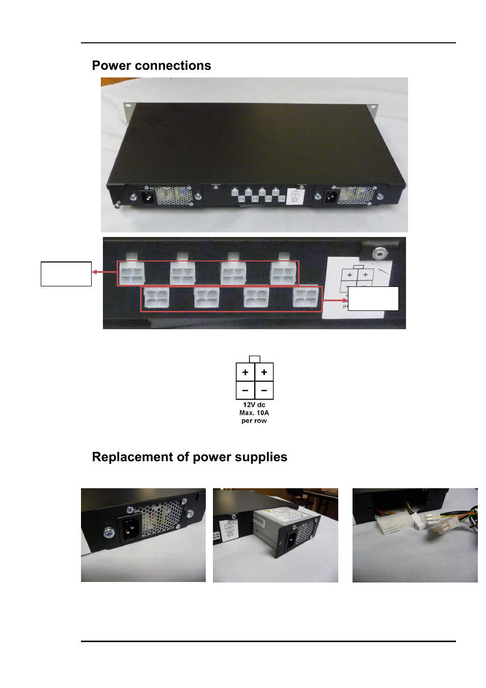 3 power connections, 4 replacement of power supplies, 3power connections | 4replacement of power supplies | Nevion FC-PWR User Manual | Page 5 / 8