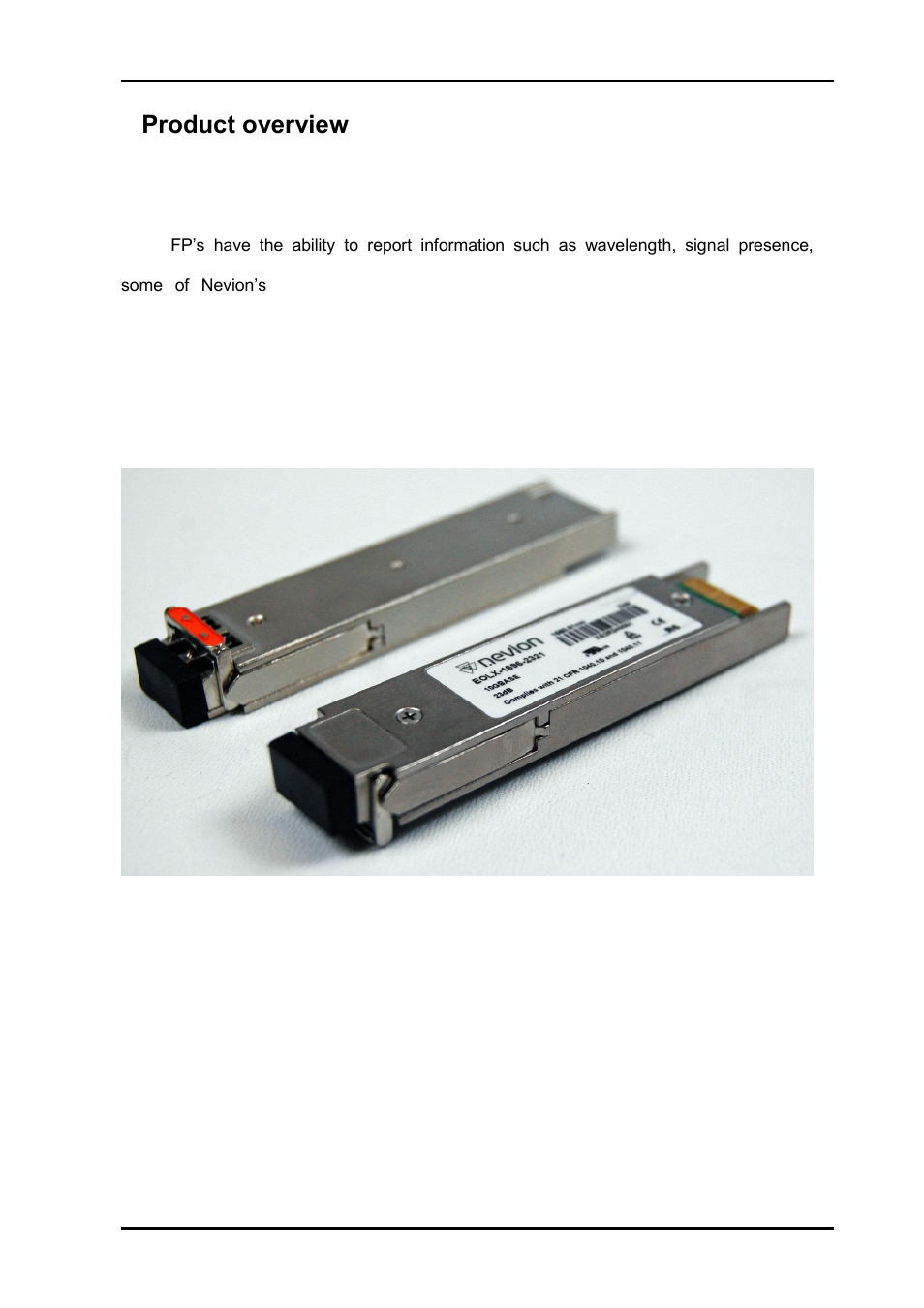 1 product overview, 1product overview | Nevion XFP-TR10-D15xx.xx-ZR User Manual | Page 4 / 9