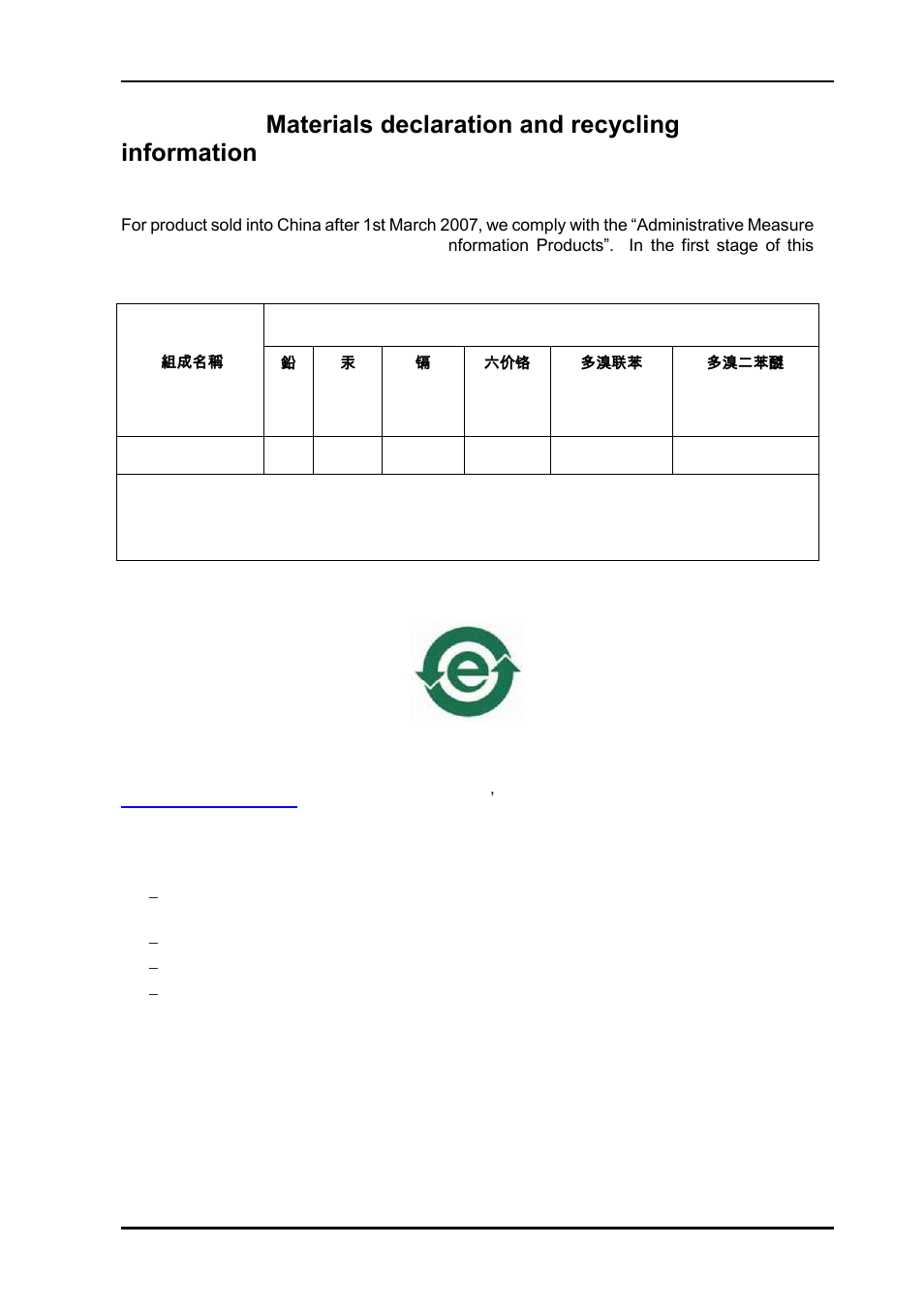 A.1 materials declaration, A.2 recycling information | Nevion XFP-TR10-D15xx.xx-ZR User Manual | Page 9 / 9