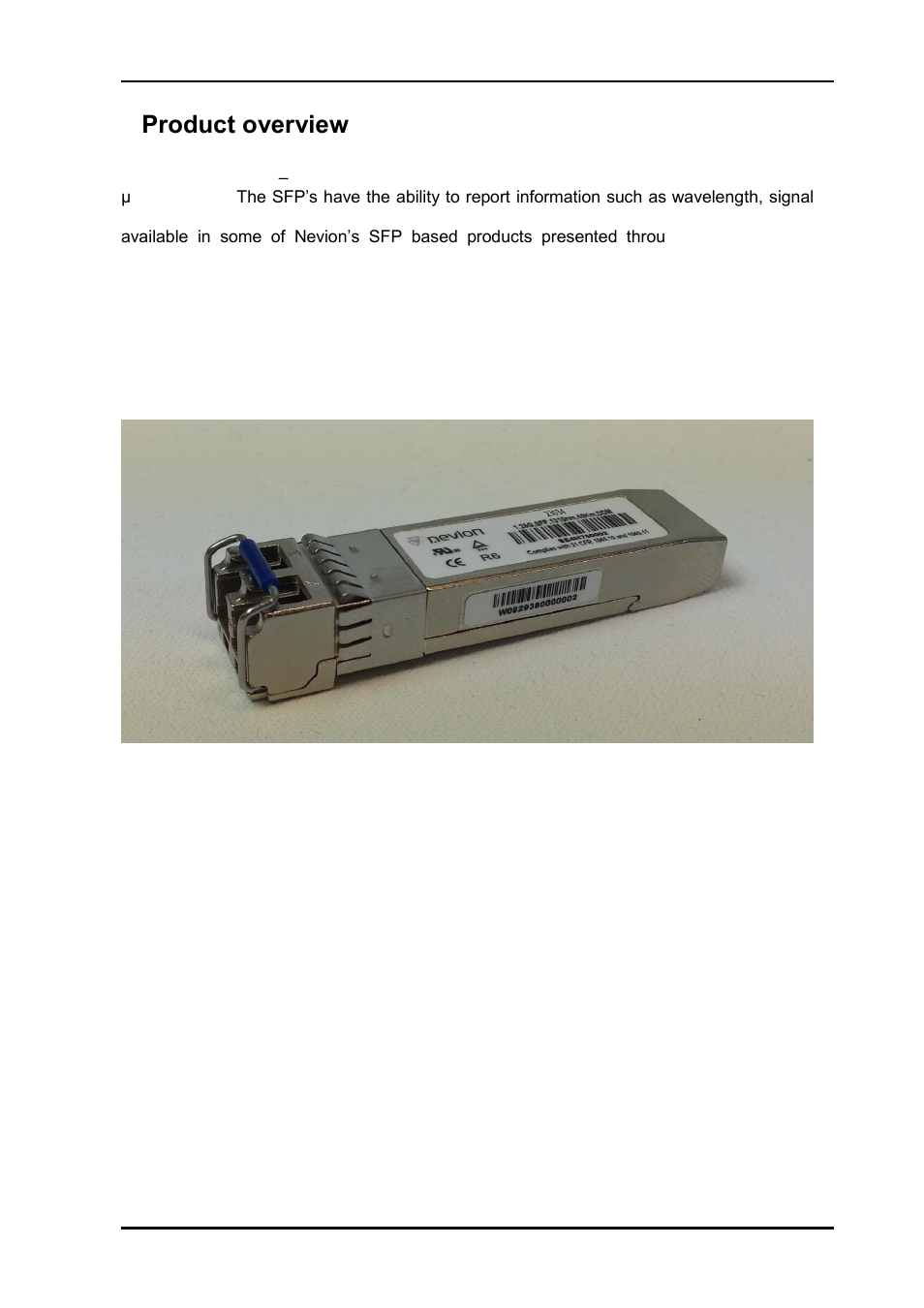 1 product overview, 1product overview | Nevion SFP-TR1-13T-ER User Manual | Page 4 / 8