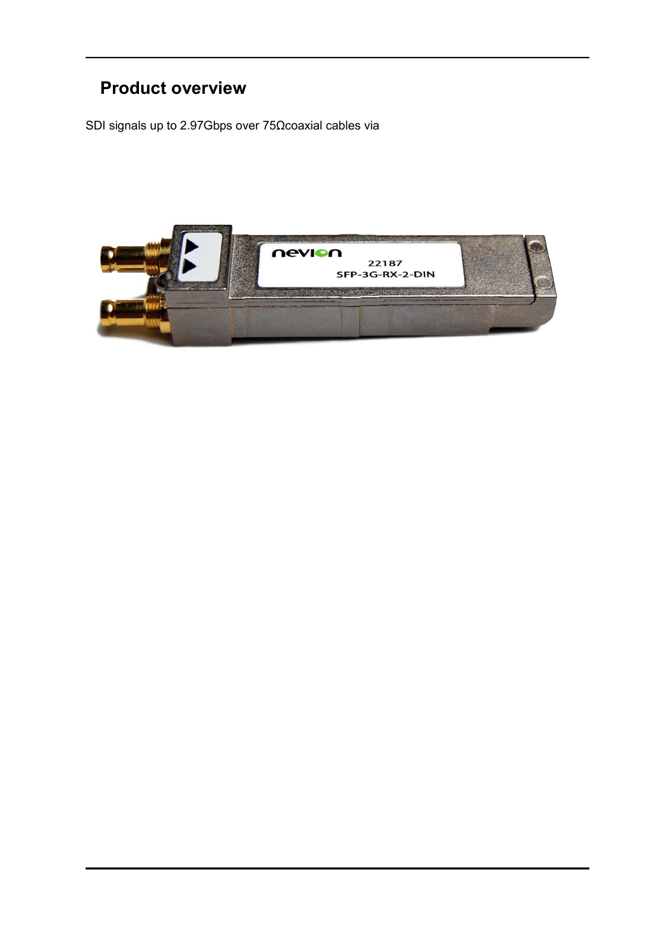 1 product overview, 1product overview | Nevion SFP-3G-RX-2-DIN User Manual | Page 4 / 8