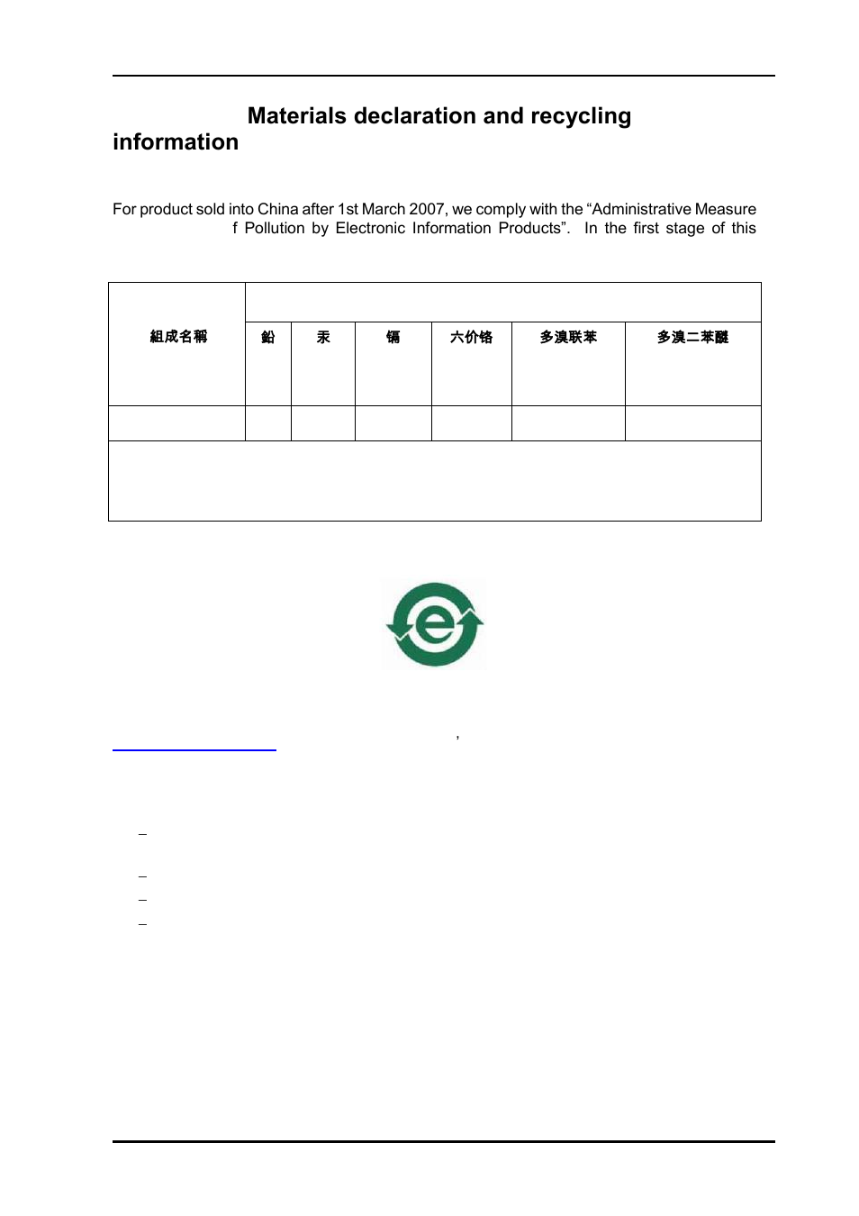 A.1 materials declaration, A.2 recycling information | Nevion SFP-3G-OE-2 User Manual | Page 8 / 8