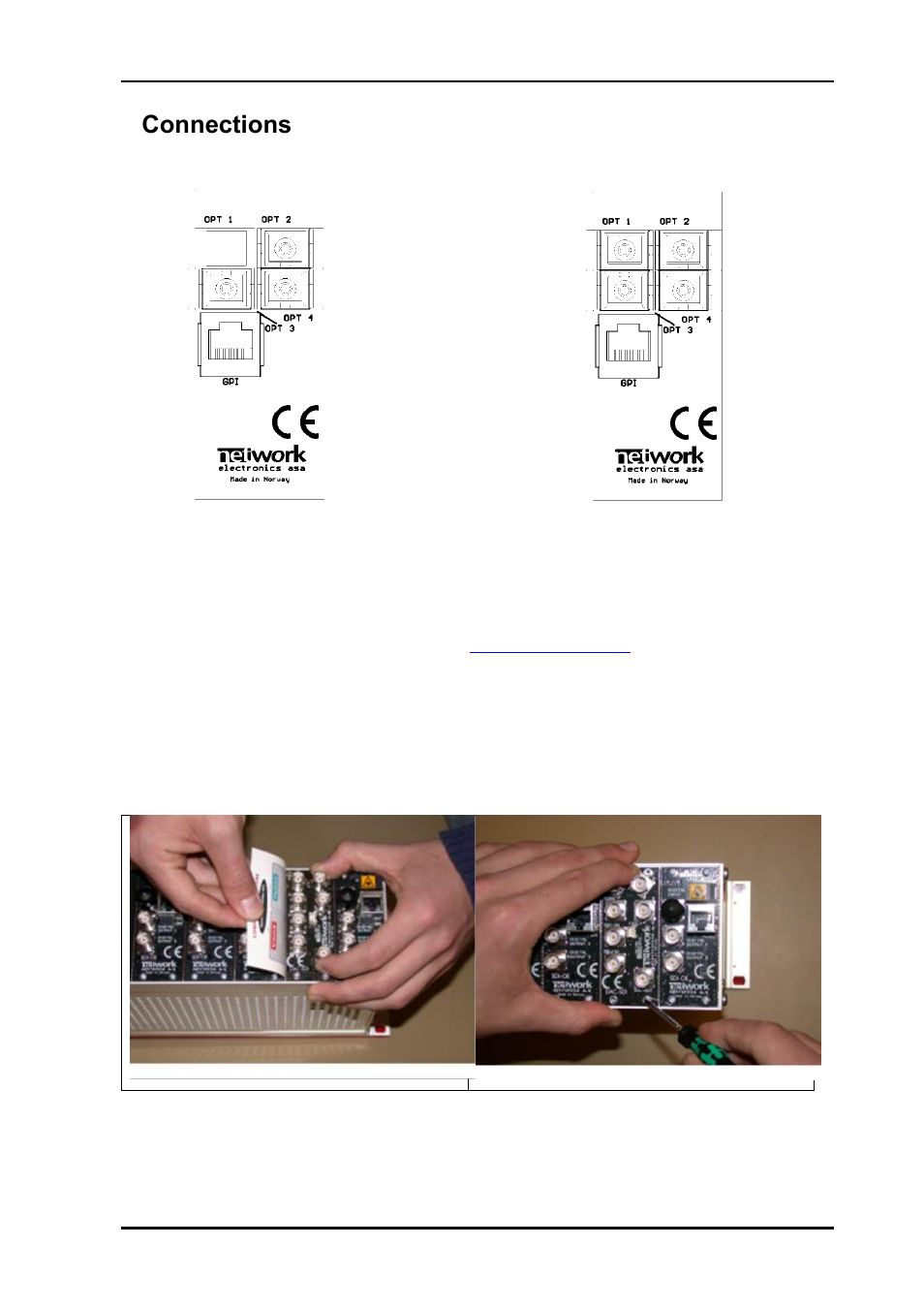 4 connections, 1 connector module, 4connections | Nevion WOS-2 User Manual | Page 8 / 18