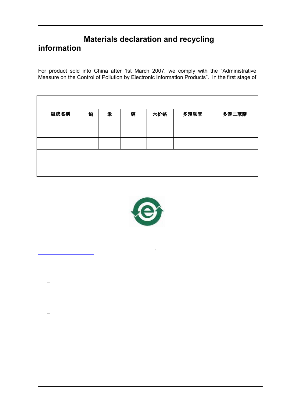 A.1 materials declaration, A.2 recycling information | Nevion EDFA-B-C 17dBm User Manual | Page 17 / 17