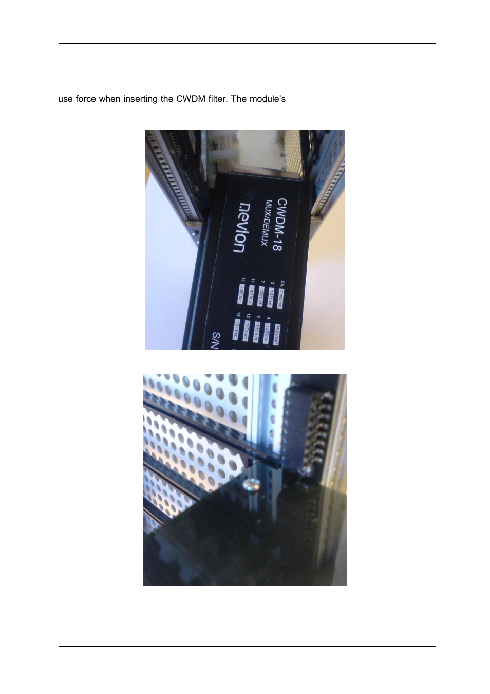 3 mounting the cwdm module into frame | Nevion CWDM-18 User Manual | Page 6 / 12