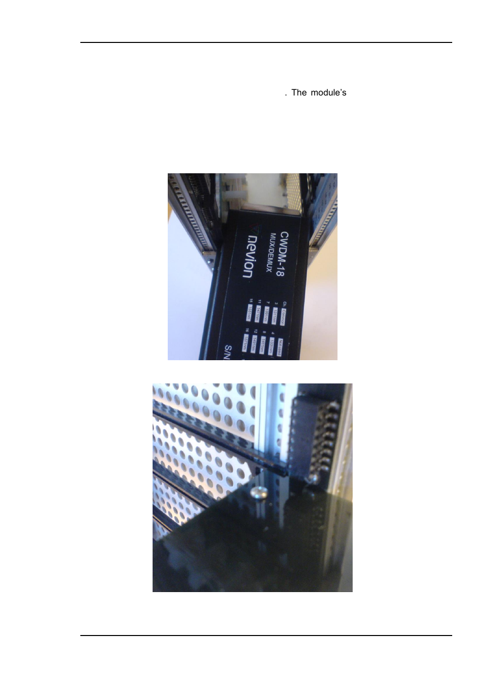 3 mounting the cwdm module into frame | Nevion WOC-2-50-50-Mkll User Manual | Page 7 / 15