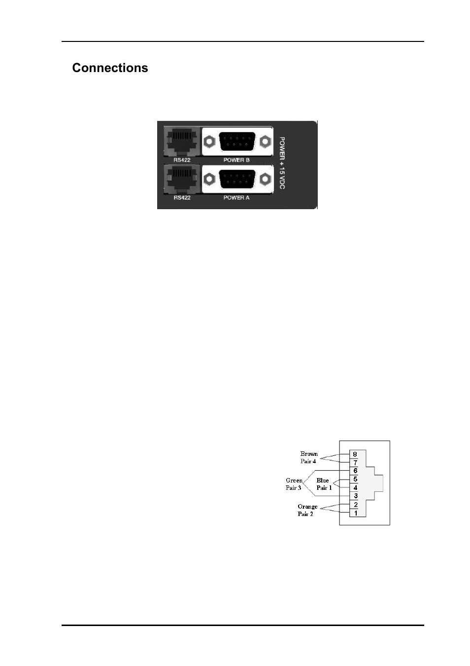 3 connections, 1 pin-out power a and power b (db9), 1 pin-out rs-422 (rj45) | 3connections | Nevion Flashlink Compact II User Manual | Page 16 / 29