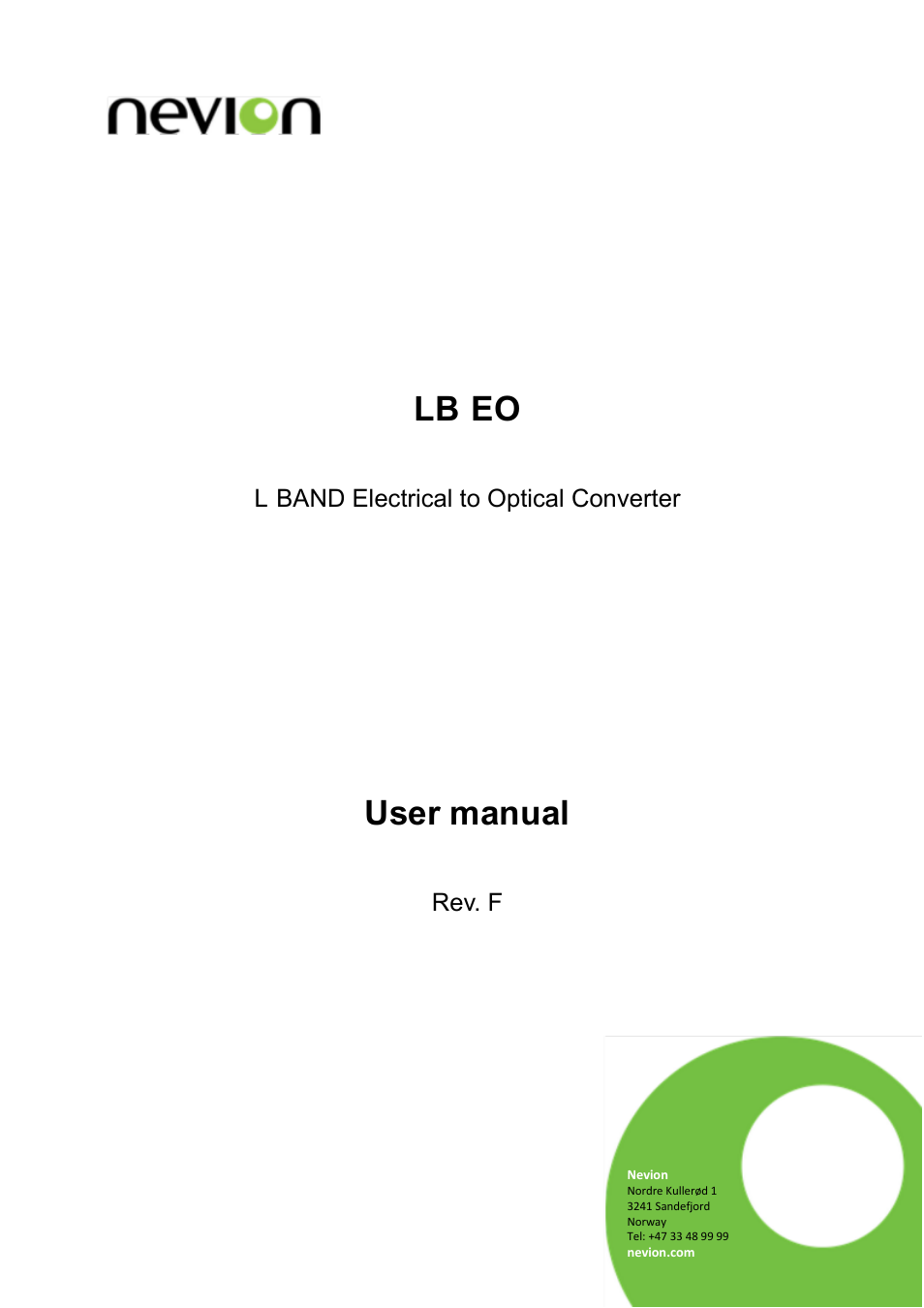 Nevion LB-EO Rev.F User Manual | 16 pages