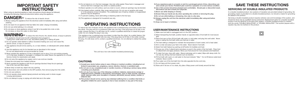 Conair Foot Massager User Manual | 2 pages
