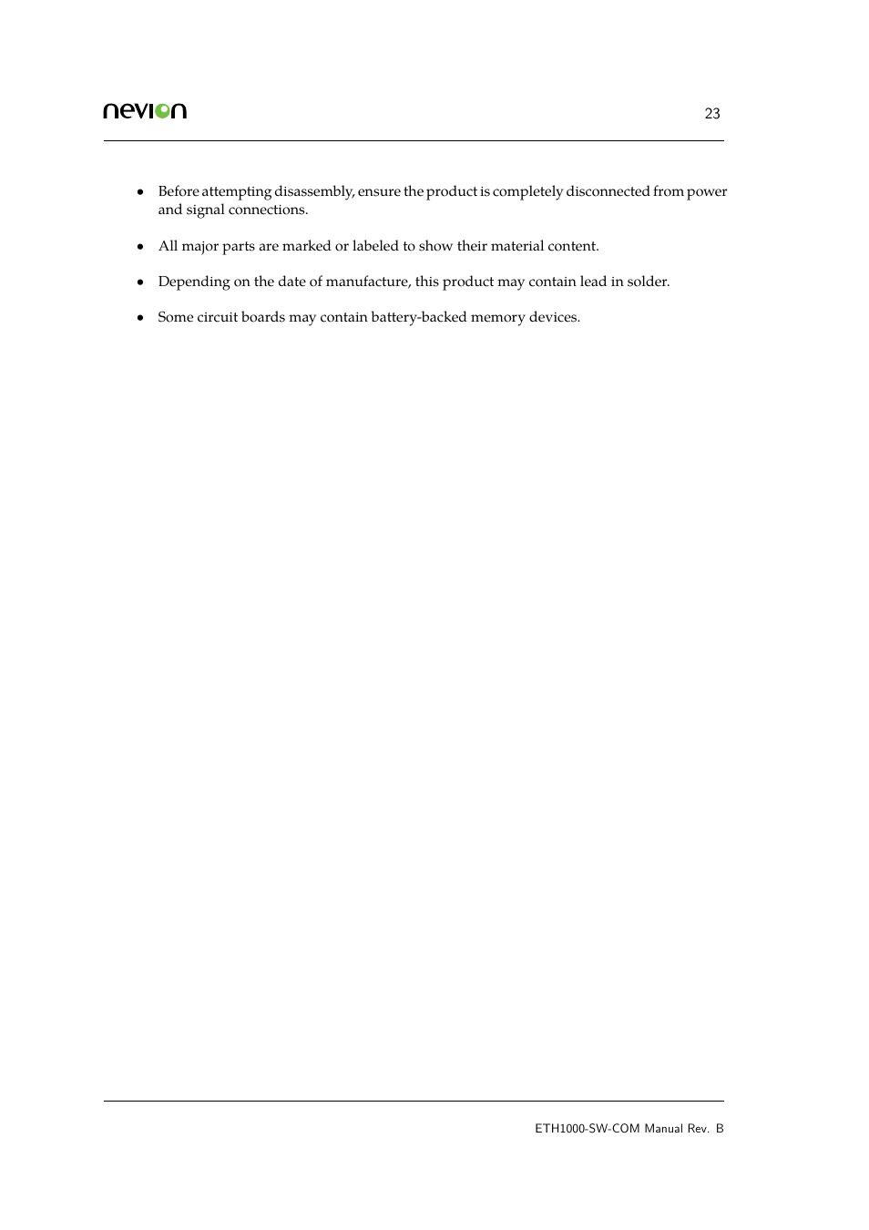 Nevion ETH1000-SW-COM User Manual | Page 23 / 23