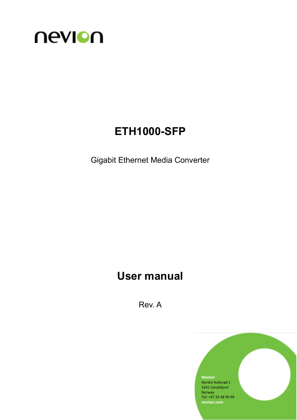 Nevion ETH1000-SFP User Manual | 15 pages