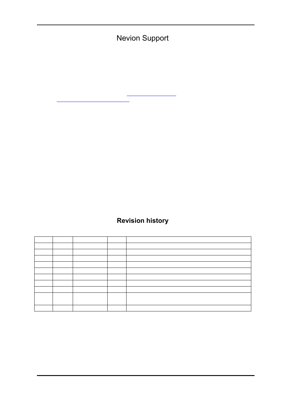 Nevion support, Revision history | Nevion HD-TD-10GMX-6 User Manual | Page 2 / 19