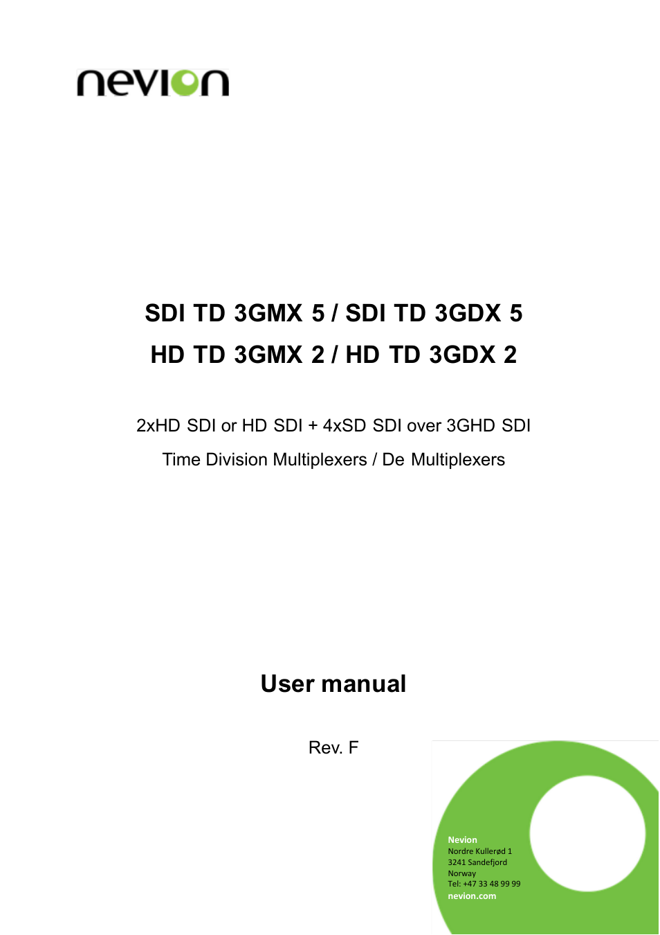 Nevion SDI-TD-3GMX-5 User Manual | 38 pages