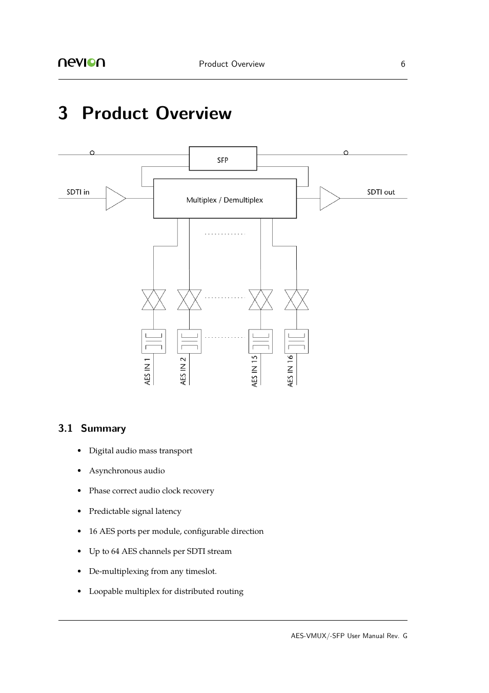 3 product overview, 1 4 introduction, Product | Summar | Nevion AES-VMUX User Manual | Page 6 / 37