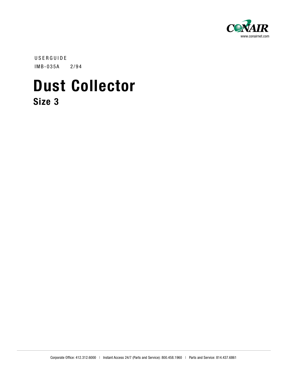 Conair Dust Collector Size 3 User Manual | 14 pages