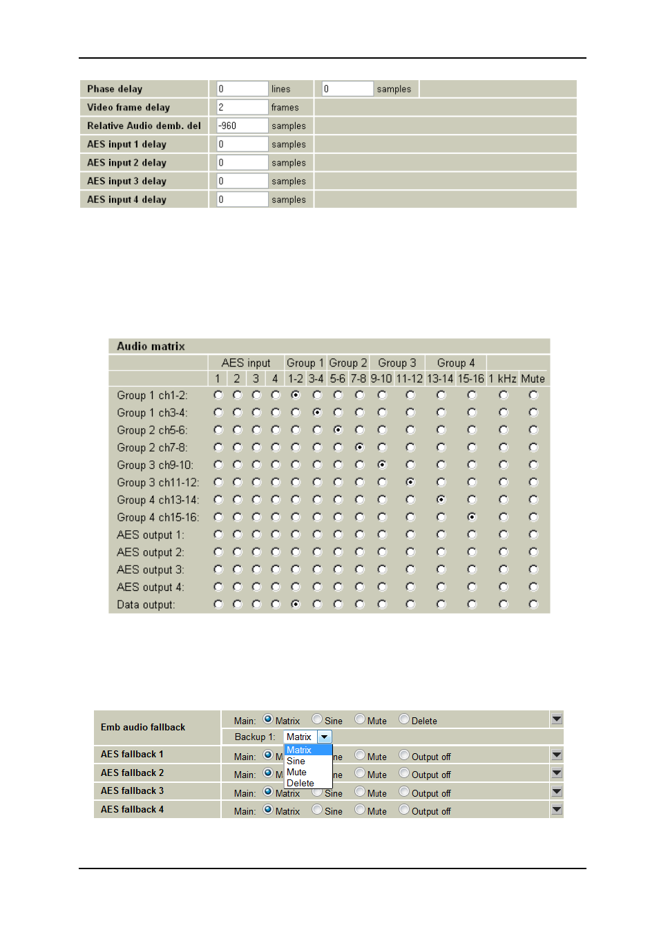 18 audio cross point matrix | Nevion UDC-3G-XMUX4+ User Manual | Page 39 / 59